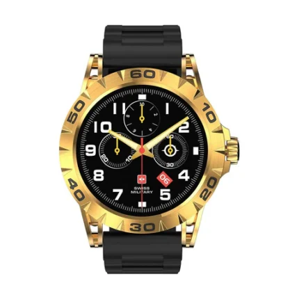 Swiss Military Dom 2 Smart Watch Yellow Gold Frame & Silicon Black Strap